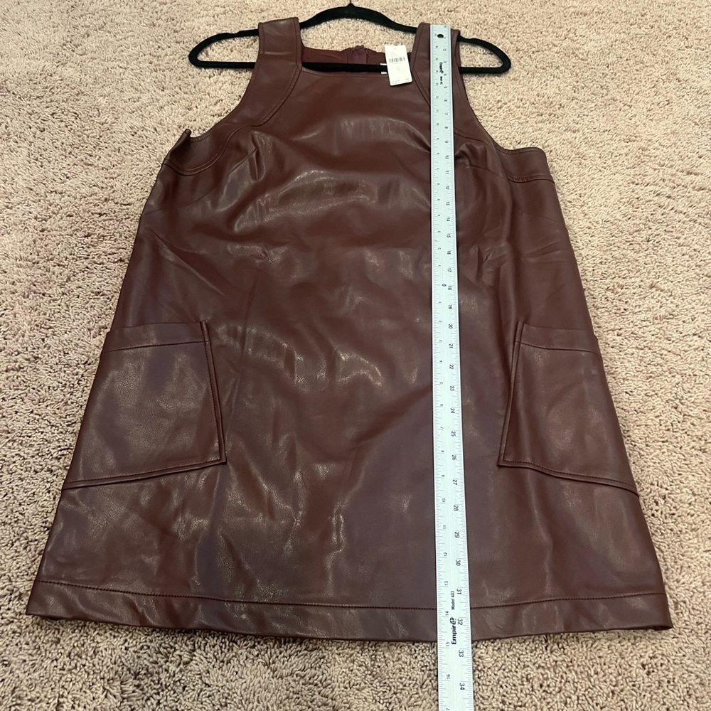 NWT new large Anthropologie Maeve faux leather sleeveless shift mini dress brown - Picture 15 of 17